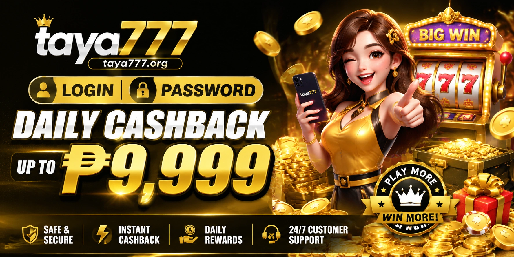Taya777 Online Casino homepage banner